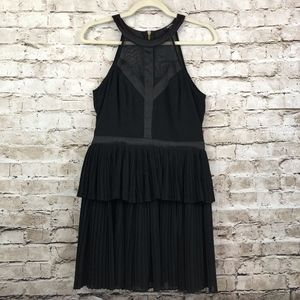 XOXO Black Mini Halter Pleated Cocktail Dress